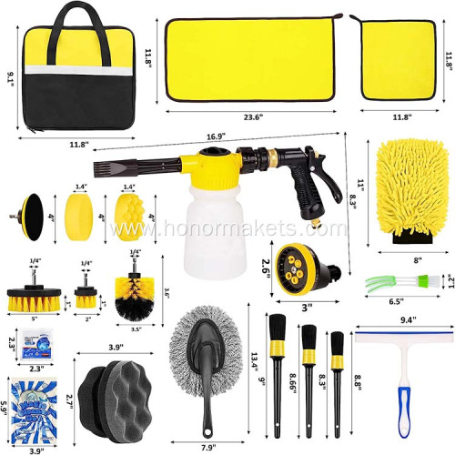 27 Pcs Car Wash Kit with Foam Gun Sprayer foam cleaning washing cleaning kit for car equipment Adjustable Nozzle Drill Brush Set
